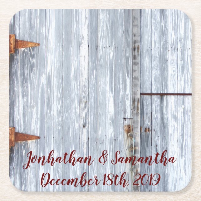 Drink Coasters White Wash Wood Barn Door Country R (Front)