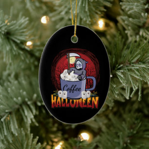 Drink Coffee And Be Scary Ceramic Ornament