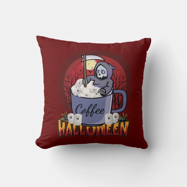 Drink Coffee And Be Scary Cushion (Front)