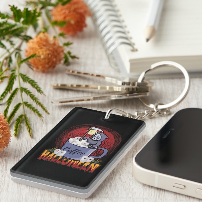 Drink Coffee And Be Scary Key Ring (Front Right)