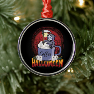 Drink Coffee And Be Scary Metal Ornament