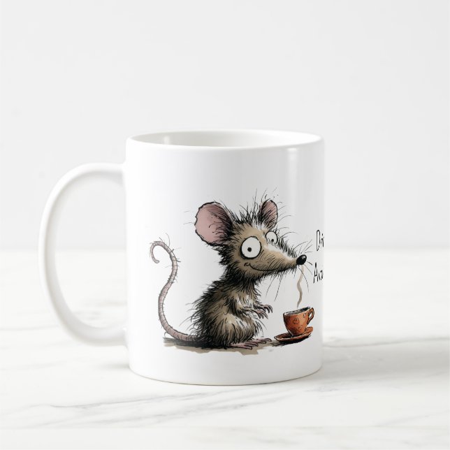 Drink Coffee. Avoid Humans. Scruffy Mouse Funny Coffee Mug (Left)