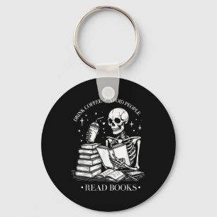 Drink Coffee Avoid People Read Books Halloween Ske Key Ring