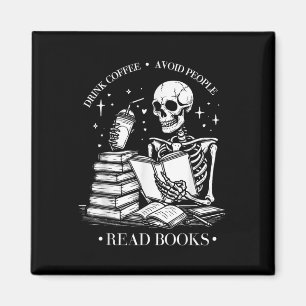 Drink Coffee Avoid People Read Books Halloween Ske Magnet