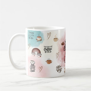 “Drink Coffee & Be Kind – Cute Aesthetic Pastel Mug