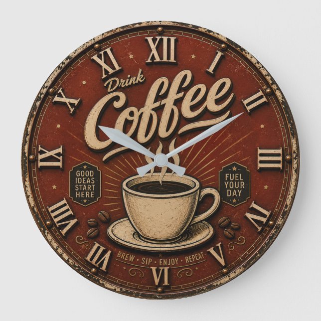 Drink Coffee Large Clock (Front)