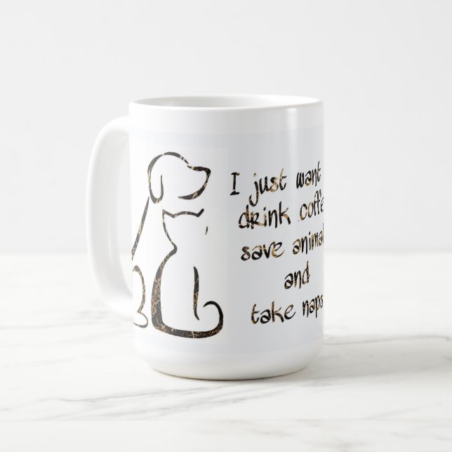 Drink coffee - Save animals - Dog and Cat Coffee Mug (Front Left)