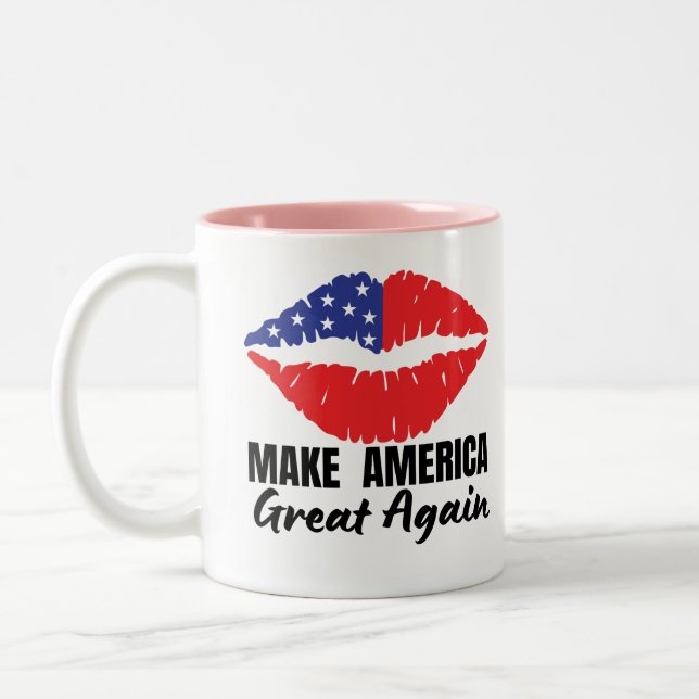 Drink Coffee, Support Trump 2024! Two-Tone Coffee Mug (Left)