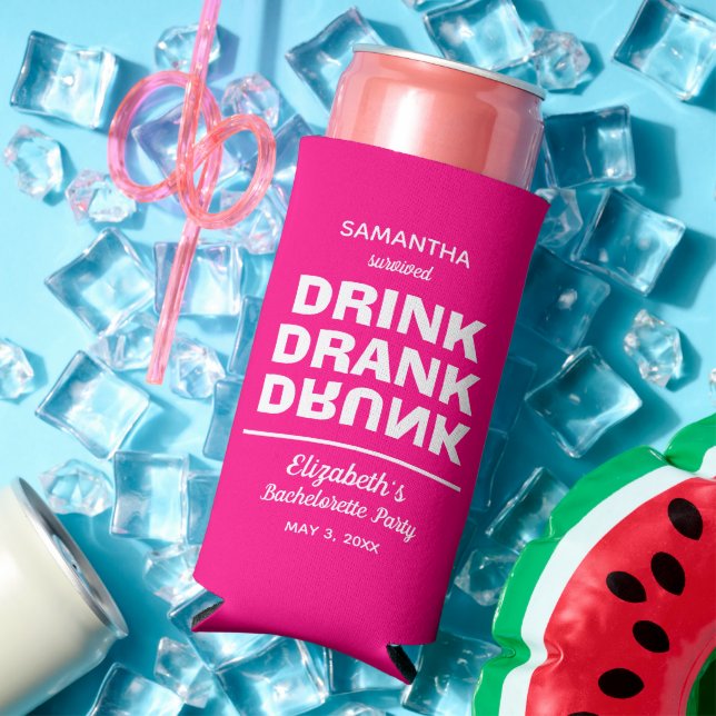 Drink Drank Drunk Bachelorette Party Seltzer Can Cooler (In Situ Summer)