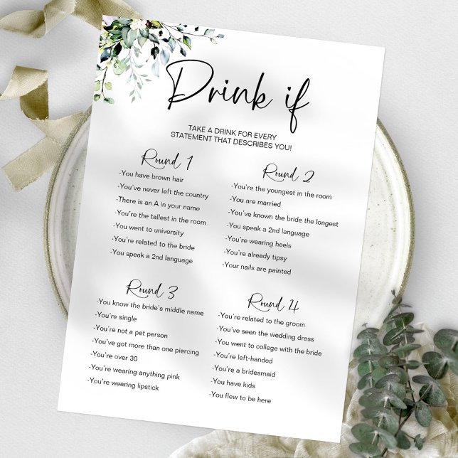 Drink If Bachelorette Game Minimalist Invitation (Creator Uploaded)