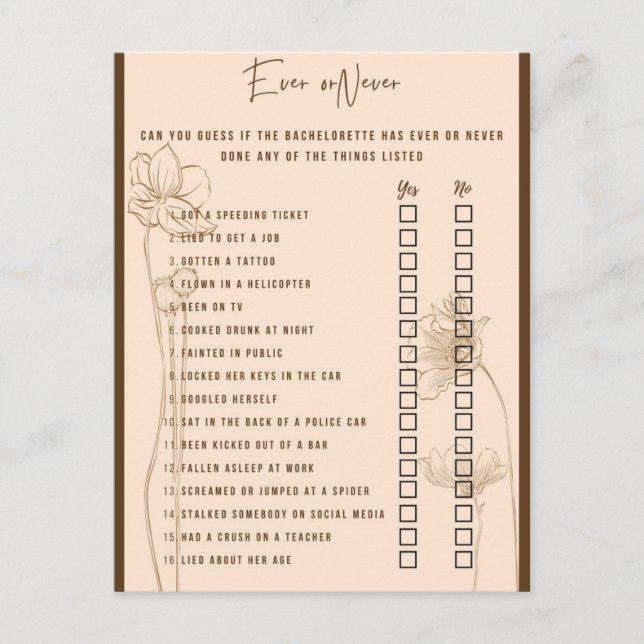 Drink If Bachelorette Party Game Enclosure Card (Front)