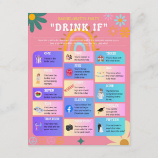 Drink If Bachelorette Party Game Enclosure Card
