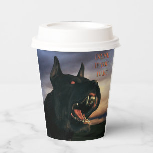 Drink If You Dare. Big, black dog Paper Cups