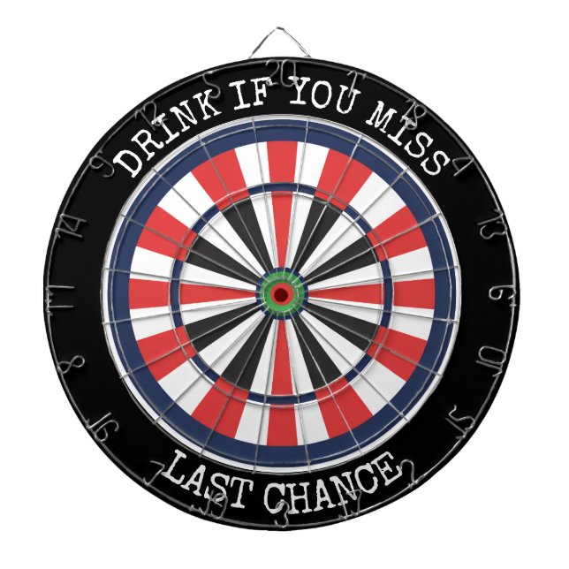 Drink If You Miss Funny Dartboard Bar Decor (Front)