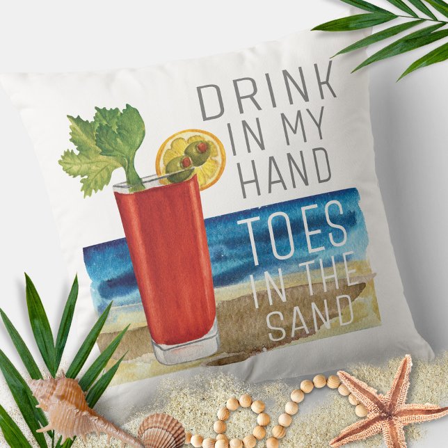 Drink In My Hand Quote Nautical Beach Summer Vacay Cushion (Creator Uploaded)