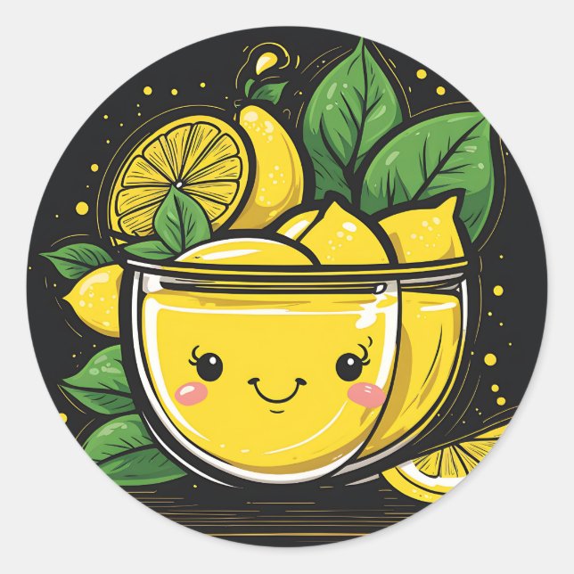 Drink Kawaii Lemonade Classic Round Sticker (Front)
