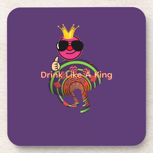 Drink Like a King Purple  Coaster (Front)