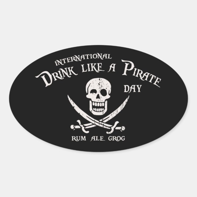 Drink Like a Pirate Oval Sticker (Front)