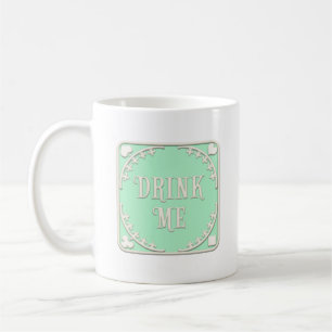 "Drink Me" Adventures in Wonderland Green Emblem Coffee Mug