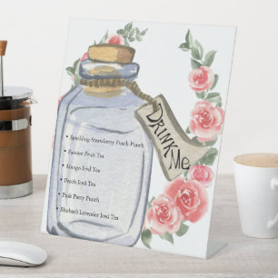 Drink Me Alice In Wonderland Tea Party Pedestal Sign