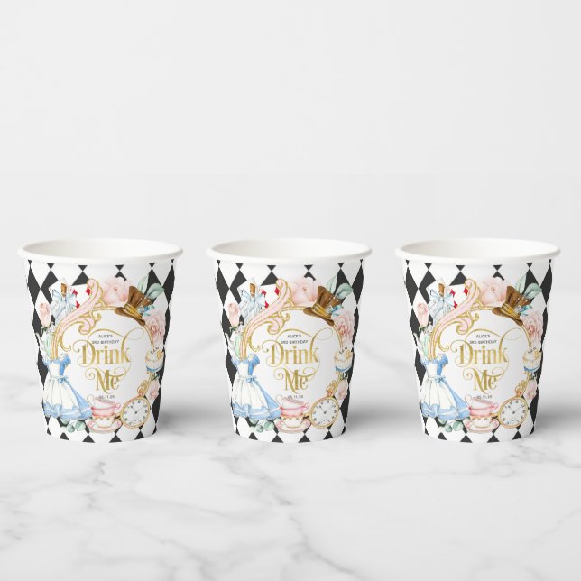 Drink Me, Alice in Wonderland themed girl birthday Paper Cups (Multi)