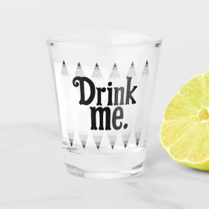 DRINK ME Black White Harlequin Diamond Argyle Shot Glass
