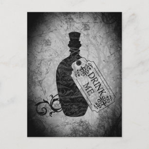Drink Me Bottle Grey Postcard