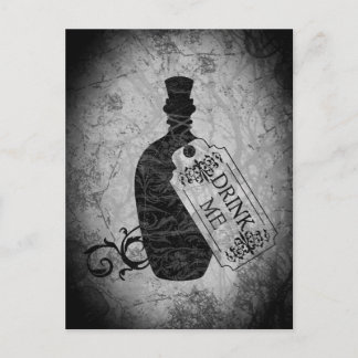 Drink Me Bottle Grey Postcard