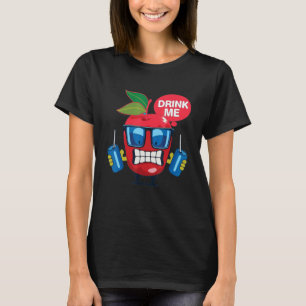Drink Me Cute Red Apple With Sunglasses Holding So T-Shirt