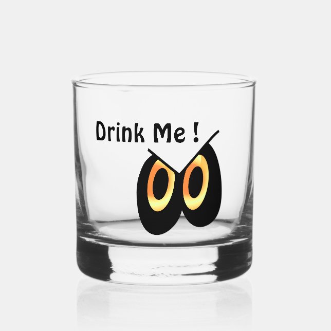 Drink Me Halloween Eyes Whiskey Glass (Front)