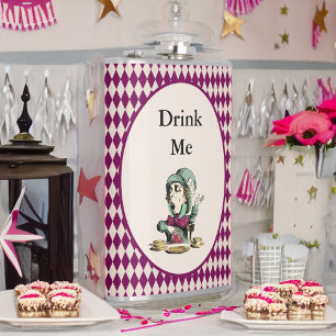 Drink Me Mad Hatter Alice in Wonderland Magenta Hip Flask