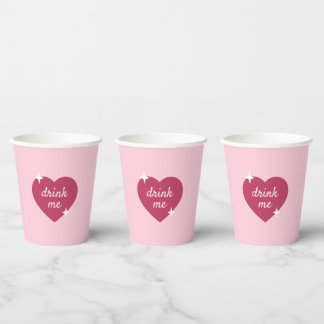 Drink Me Pink Retro Galentines Day Party  Paper Cups
