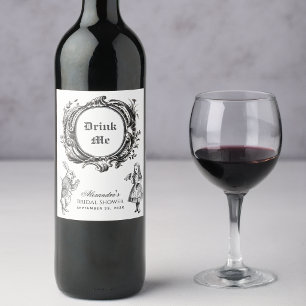 Drink Me Vintage Alice in Wonderland Bridal Shower Wine Label