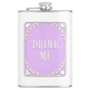 "Drink Me" Whimsical Victorian Filigree Purple Hip Flask