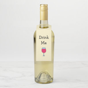 Drink Me with Wine Glass Bottle Tag