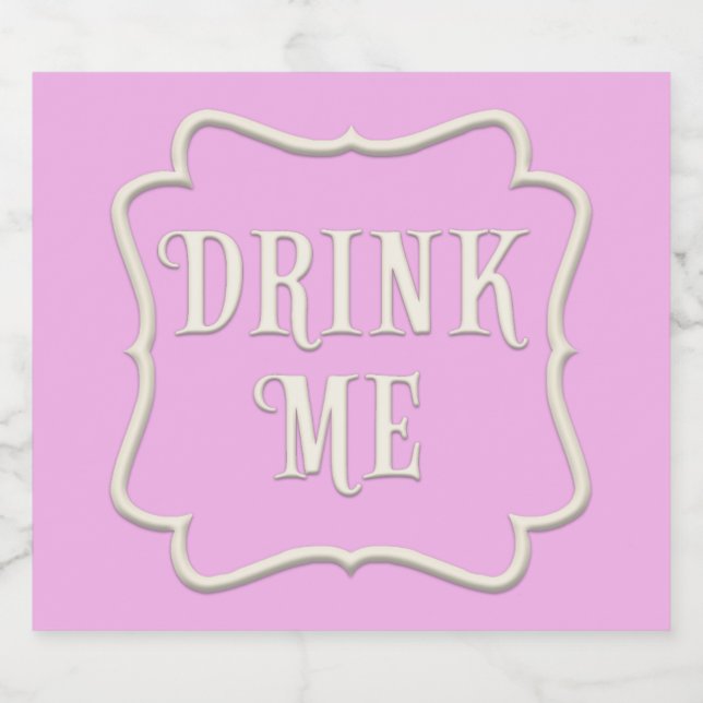 "Drink Me" Wonderland Tea Party Fanciful Pink Liquor Bottle Label (Single Label)