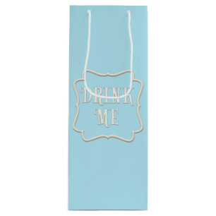 "Drink Me" Wonderland Tea Party Pastel Blue Wine Gift Bag