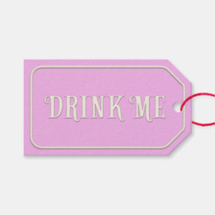 "Drink Me" Wonderland Tea Party Pink Personalised Gift Tags