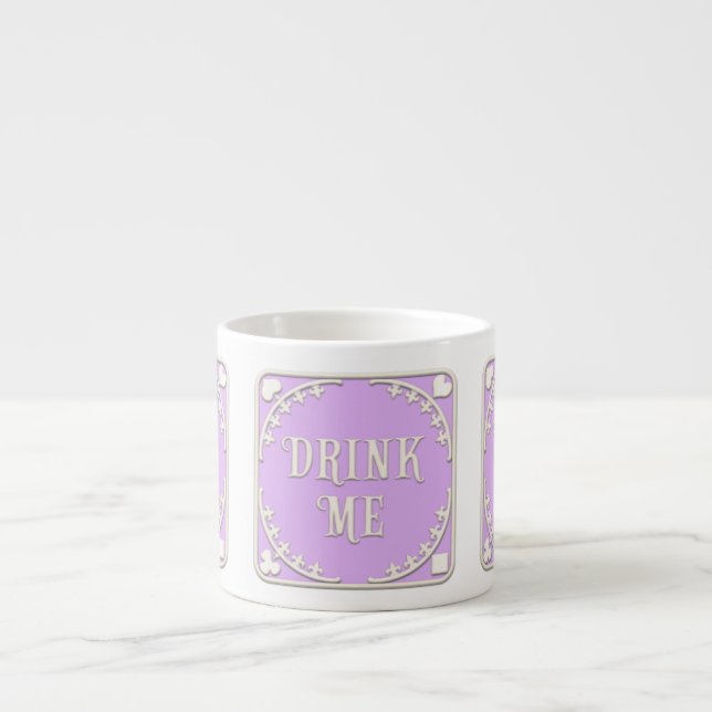 "Drink Me" Wonderland Tea Party Purple Emblem Espresso Cup (Front)