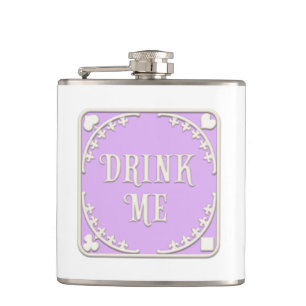 "Drink Me" Wonderland Tea Party Purple Emblem Hip Flask