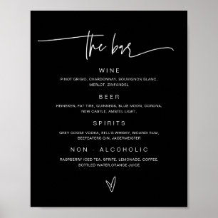 Drink Menu Wedding Bar Sign Reception Poster G400