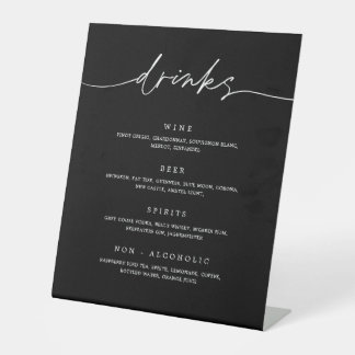 Drink Menu Wedding Reception Pedestal Bar Sign