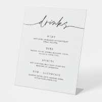 Drink Menu Wedding Reception Pedestal Bar Sign