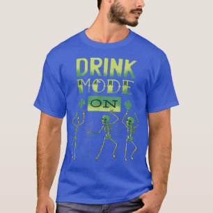 Drink Mode On St Patricks Day Funny Dancing Skele T-Shirt