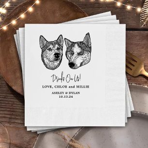 Drink On Us Pets Custom Hand Drawing Wedding Napki Napkin