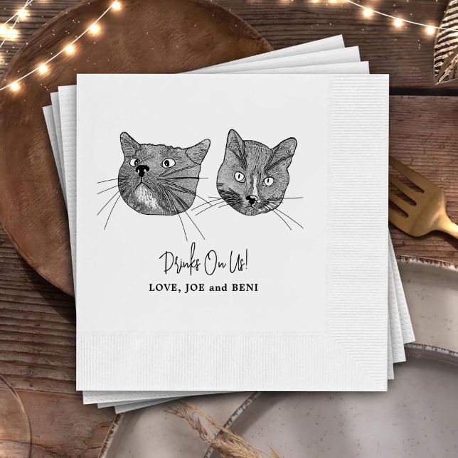 Drink On Us Pets Custom Hand Drawing Wedding Napki Napkin (Creator Uploaded)