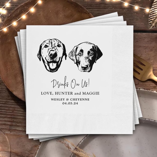 Drink On Us Pets Custom Hand Drawing Wedding Napki Napkin (Creator Uploaded)