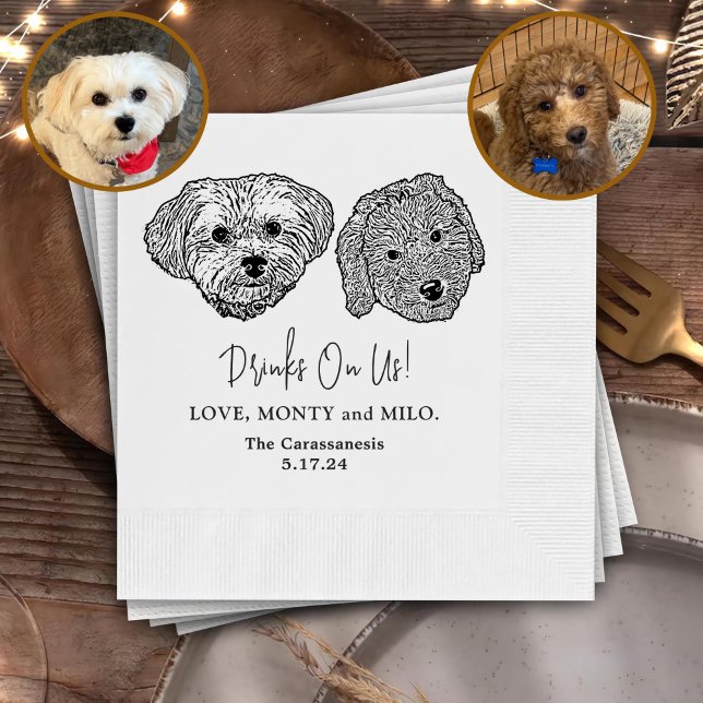 Drink On Us Pets Custom Hand Drawing Wedding Napki Napkin (Creator Uploaded)