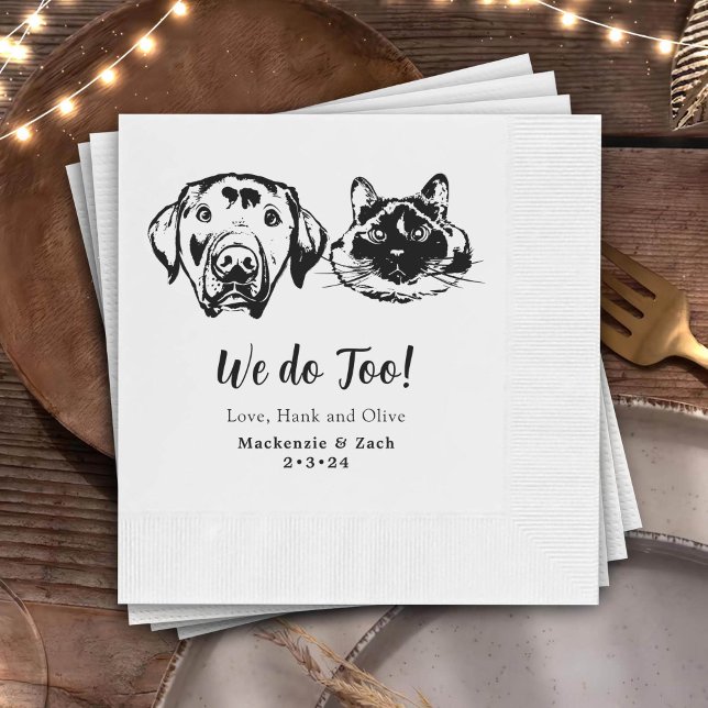Drink On Us Pets Custom Hand Drawing Wedding Napki Napkin (Creator Uploaded)