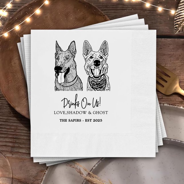 Drink On Us Pets Custom Hand Drawing Wedding Napki Napkin (Creator Uploaded)